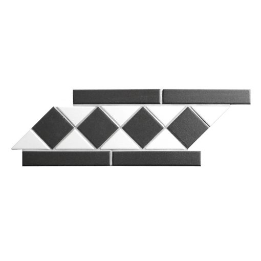 B-T2-CS-unglazed black and white mosaic border tiles