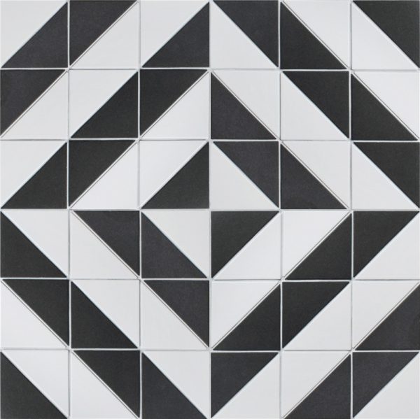 T4-CS-FD-4 inch unglazed twist maze pattern porcelain triangle mosaic tiles for hotel floor (1)