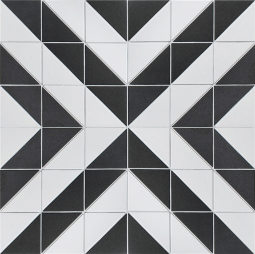 T4-CS-FD-4 inch unglazed twist square pattern porcelain triangle mosaic tiles for living room floor (1)