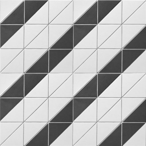 T4-CS-RL-unglazed 4 inch black white diagonal pattern geometric tile mosaic