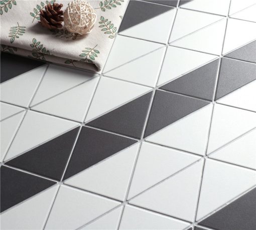 T4-CS-RL-unglazed 4 inch black white railroad pattern geometric tile backsplash (2)