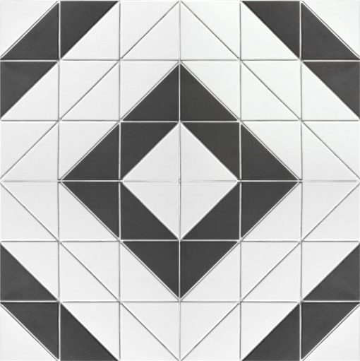 T4-CS-RL-unglazed 4 inch black white square pattern geometric tile mosaic