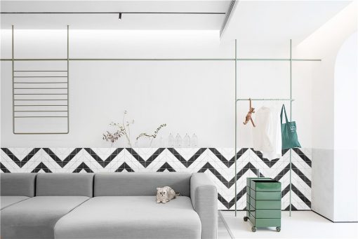 T4-CS-RL_black white unglazed geometric tile for living room wall design