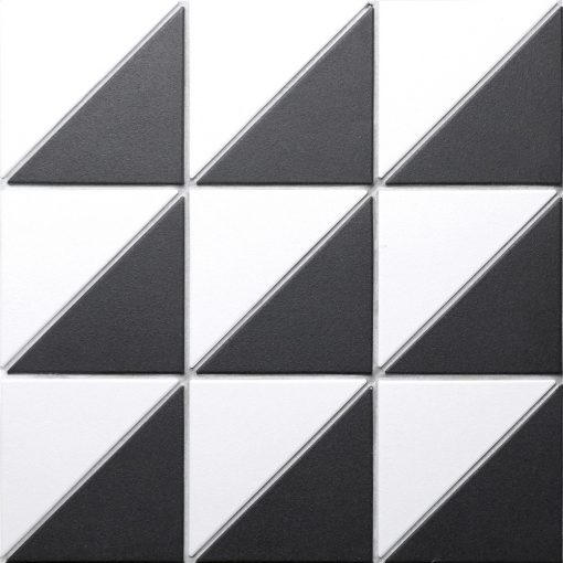 T4-CS-FR-4 inch unglazed black white forest pattern triangle geometric tiles (1)