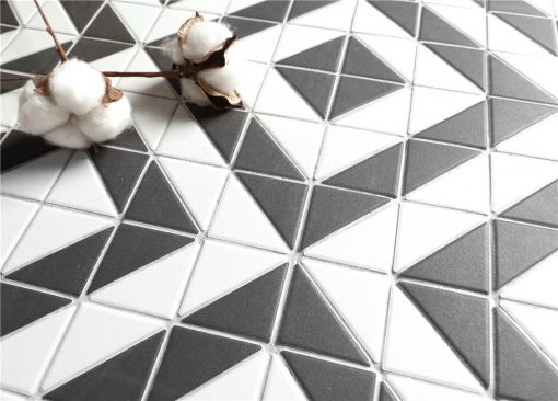 T2-CS-MQA-2 inch black and white magic cube triangle mosaic geometric bathroom floor tiles (3)