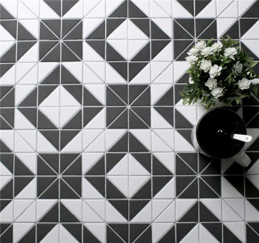 T2-CS-MQB-2 inch fullbody black white porcelain geometric mosaic kitchen floor tiles (1)