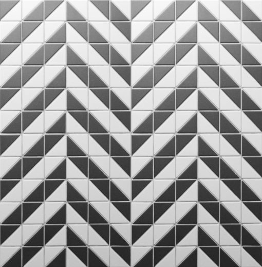 T2-CS-TTB-2 inch unglazed black white time tunnel pattern triangle geometric mosaic tiles (2)