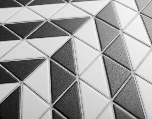T2-CS-TTB-2 inch unglazed black white time tunnel pattern triangle geometric mosaic tiles (3)