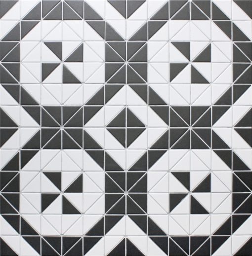 T2-CS-WM-2 inch fullbody porcelain black white windmill geometric mosaic floor tile patterns (2)