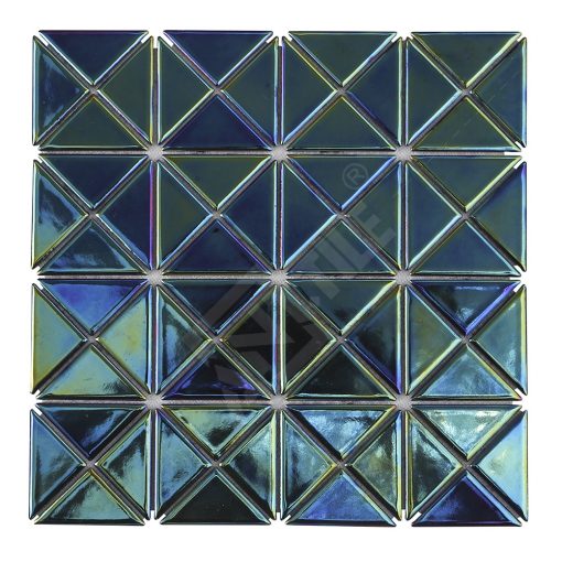 TR2-IRD-GBP-2 inch triangle porcelain glossy iridescent blue mosaic wall tiles (1)
