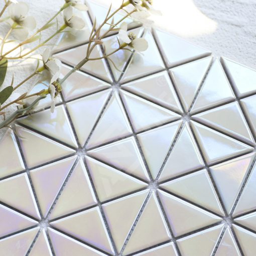 TR2-IRD-GWP-2 inch triangle porcelain white iridescent mosaic tiles (4)
