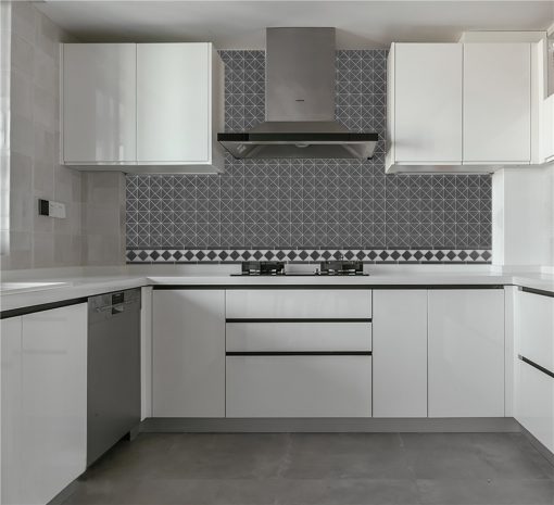 C-T2-CS-unglazed porcelain black and white corner tile design for kitchen backsplash wall