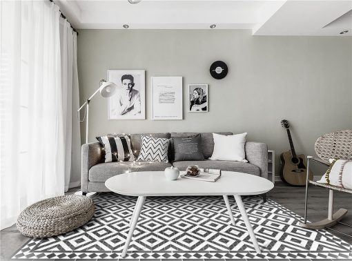 C-T2-CS-unglazed porcelain black and white corner tile design for living room floor