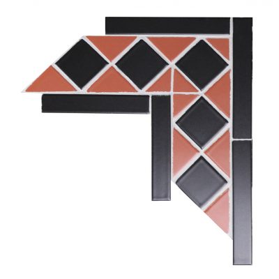 C-T2-UB-R-unglazed porcelain black and red mosaic tile corner design (1)