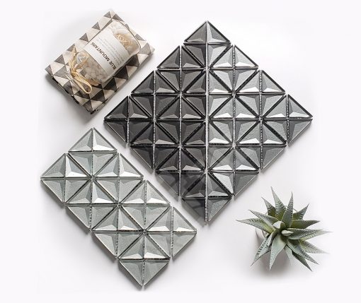GZOM7201-2 inch dark grey 3d glass triangle backsplash tile mosaic (4)
