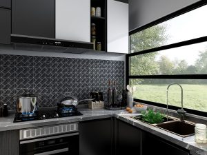 GZOM7201-2 inch dark grey 3d glass triangle backsplash tile mosaic (5)
