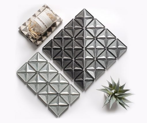 GZOM7201- 2 inch light grey 3d glass tile triangle mosaic (1)