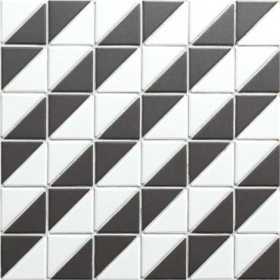 T2-CS-DG-2 inch porcelain diagonal twist black and white tile patterns triangle mosaic (1)