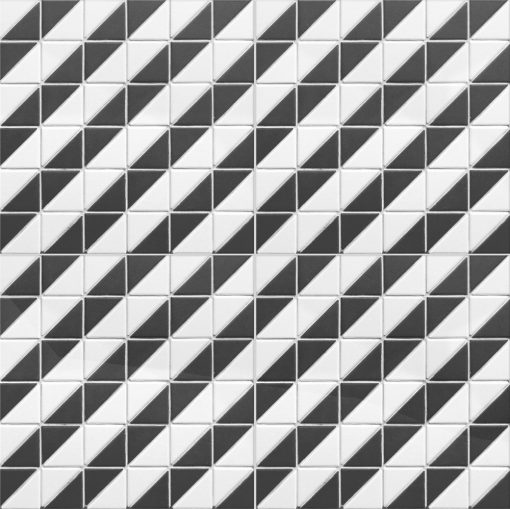 T2-CS-DG-2 inch porcelain diagonal twist black and white tile patterns triangle mosaic (2)