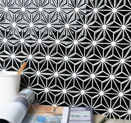 CZG103CD-wholesale mini triangle flower pattern porcelain black mosaic tiles (1)