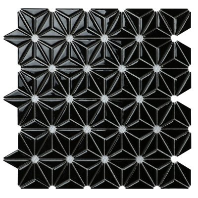 CZG103CD-wholesale mini triangle flower pattern porcelain black mosaic tiles (4)