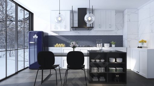 ZOB1103-foshan supplier concave dark blue porcelain triangle mosaic tiles for kitchen backsplash