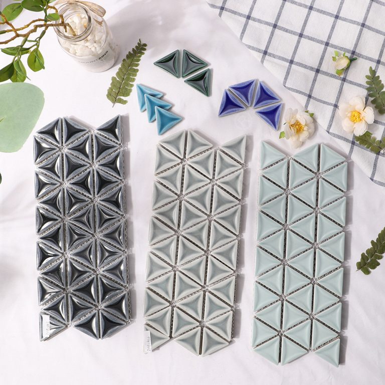 Wholesale 2" Premium Glazed Porcelain Grey Concave Triangle Mosaic ...